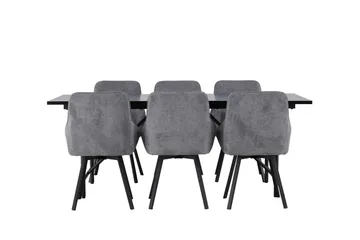 Astrid Matgrupp 200 cm Rektangulär med 6 Rosie stolar - Svart - Products - Möbler - Bord & matgrupp - Matgrupp