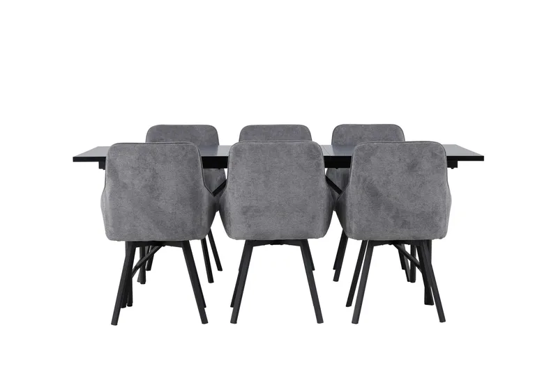 Astrid Matgrupp 200 cm Rektangulär med 6 Rosie stolar - Svart - Products - Möbler - Bord & matgrupp - Matgrupp