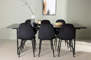 Astrid Matgrupp 200 cm Rektangulär med 6 Polar stolar - Svart - Products - Möbler - Bord & matgrupp - Matgrupp