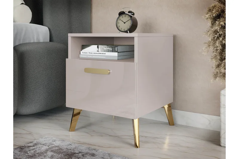 Akihiko Sängbord 40 cm - Cashmere - Products - Möbler - Bord & matgrupp - Avlastningsbord & sidobord - Sängbord & nattduksbord