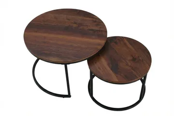 Alex Runt Satsbord - 2 soffbord 76 och 57 cm med Trä- och Valnötsutseende och Metallben - Brun - Products - Möbler - Bord & matgrupp - Avlastningsbord & sidobord - Satsbord