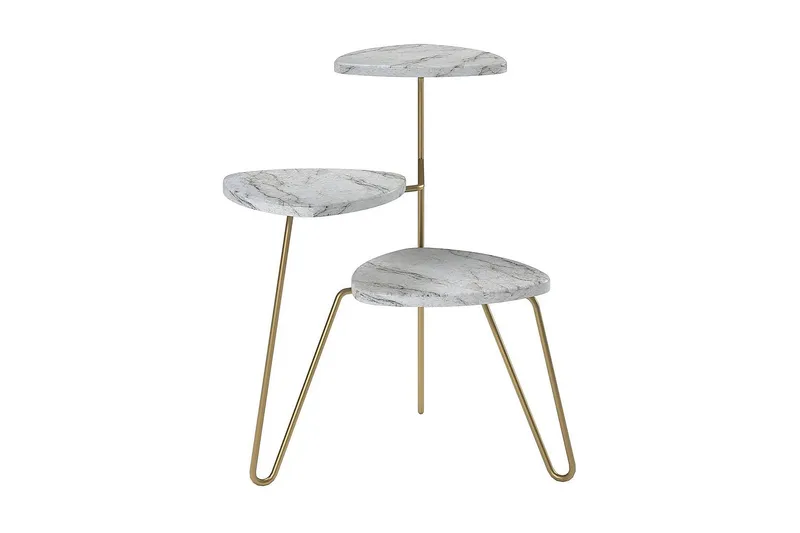 Athena Sidobord 55 cm Marmorlook/Vit/Mässing - Novogratz - Products - Möbler - Bord & matgrupp - Avlastningsbord & sidobord - Brickbord & småbord