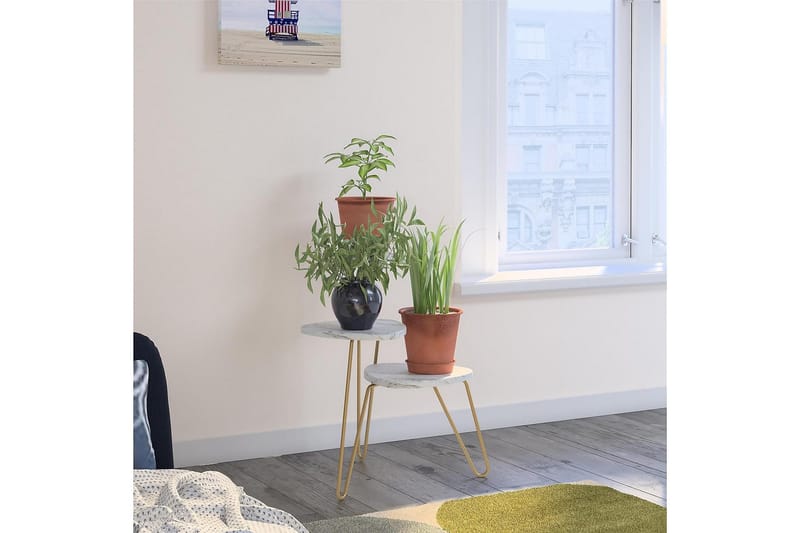 Athena Sidobord 55 cm Marmorlook/Vit/Mässing - Novogratz - Products - Möbler - Bord & matgrupp - Avlastningsbord & sidobord - Brickbord & småbord