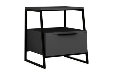 Bodsjö Sängbord 45 cm med Förvaring Hylla + Lucka - Grå/Svart - Products - Möbler - Bord & matgrupp - Avlastningsbord & sidobord - Sängbord & nattduksbord