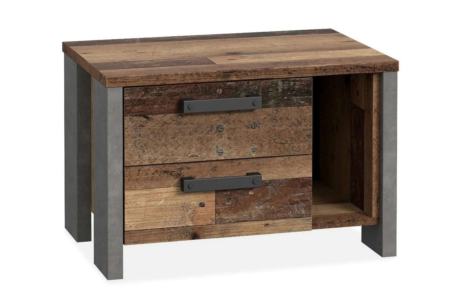 Cadle Sängbord 62 cm med Förvaring 2 Lådor + Hylla