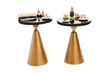 Caeth Sidobord Set Runt - Guld/Svart - Products - Möbler - Bord & matgrupp - Avlastningsbord & sidobord - Brickbord & småbord