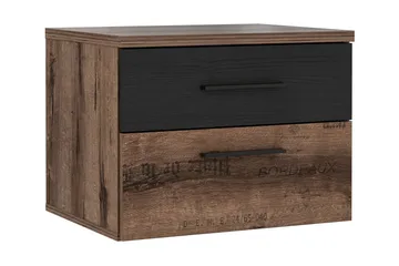 Cannop Sängbord 52 cm med Förvaring 2 Lådor - Brun/Svart - Products - Möbler - Bord & matgrupp - Avlastningsbord & sidobord - Sängbord & nattduksbord