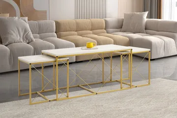 Defneia Soffbord 100 cm - Guld/Marmor - Products - Möbler - Bord & matgrupp - Avlastningsbord & sidobord - Satsbord