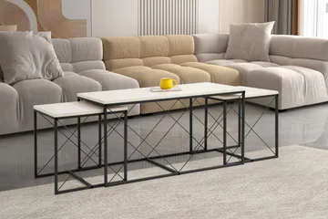 Defneia Soffbord 100 cm - Svart/Marmor - Products - Möbler - Bord & matgrupp - Avlastningsbord & sidobord - Satsbord