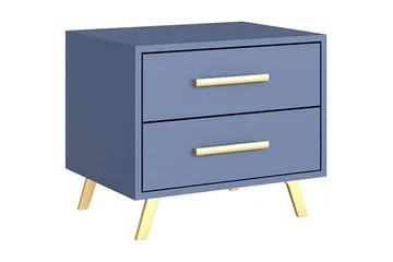 Escaldes Sängbord 54 cm - Matt Blå/Guld - Products - Möbler - Bord & matgrupp - Avlastningsbord & sidobord - Sängbord & nattduksbord