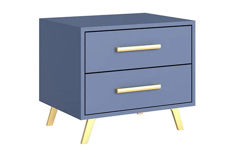 Escaldes Sängbord 54 cm - Matt Blå/Guld - Products - Möbler - Bord & matgrupp - Avlastningsbord & sidobord - Sängbord & nattduksbord