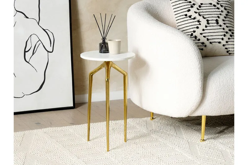 Fiori Sidobord 30 cm - Vit/Guld - Products - Möbler - Bord & matgrupp - Avlastningsbord & sidobord - Brickbord & småbord