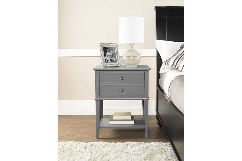 Franklin Sidobord 56 cm 2 Lådor Grå - Dorel Home - Products - Möbler - Bord & matgrupp - Avlastningsbord & sidobord - Brickbord & småbord