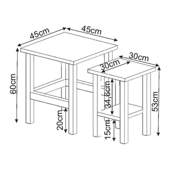 Ginallie Sidobord set 45x60 cm - Vit och Sapphire Oak - Products - Möbler - Bord & matgrupp - Avlastningsbord & sidobord - Brickbord & småbord