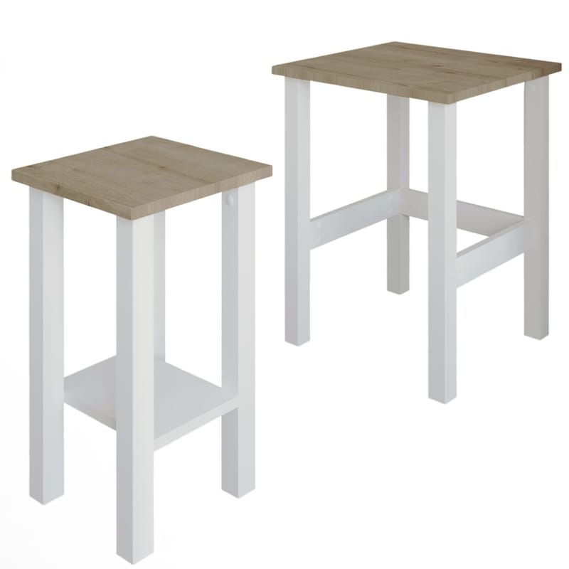 Ginallie Sidobord set 45x60 cm - Vit och Sapphire Oak - Products - Möbler - Bord & matgrupp - Avlastningsbord & sidobord - Brickbord & småbord