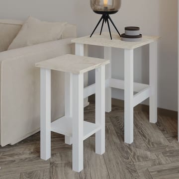 Ginallie Sidobord set 45x60 cm - Vitt och travertin - Products - Möbler - Bord & matgrupp - Avlastningsbord & sidobord - Brickbord & småbord