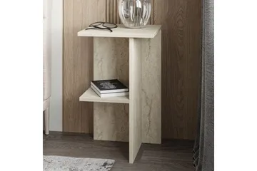 Gwyneth Sängbord 36 cm med Travertinutseende, Förvaring med Hyllor - Grå - Products - Möbler - Bord & matgrupp - Avlastningsbord & sidobord - Sängbord & nattduksbord