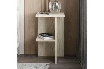 Gwyneth Sängbord 36 cm med Travertinutseende, Förvaring med Hyllor - Grå - Products - Möbler - Bord & matgrupp - Avlastningsbord & sidobord - Sängbord & nattduksbord