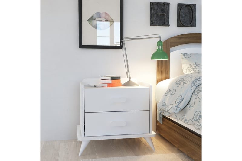 Hejde Sängbord 60 cm med Förvaring 2 Lådor - Vit - Products - Möbler - Bord & matgrupp - Avlastningsbord & sidobord - Sängbord & nattduksbord