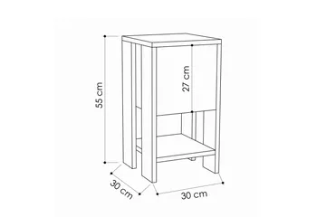 Homitis Sängbord 30 cm med Förvaring Hylla + Lucka - Vit/Trä - Products - Möbler - Bord & matgrupp - Avlastningsbord & sidobord - Sängbord & nattduksbord