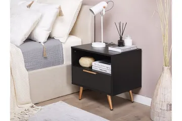 Indio Sängbord 50 cm - Svart/Guld - Products - Möbler - Bord & matgrupp - Avlastningsbord & sidobord - Sängbord & nattduksbord