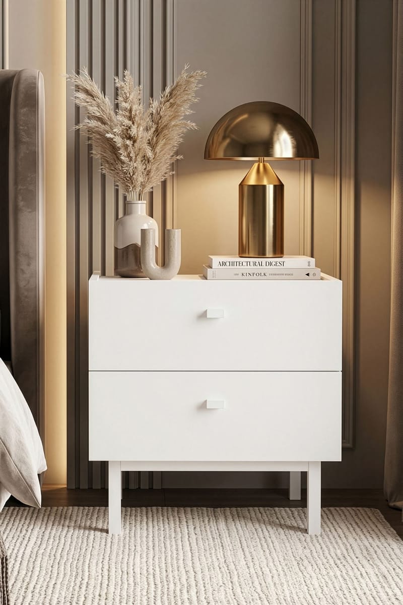 Kamulu Sängbord 47,9x47x36,8 cm - Vit - Products - Möbler - Bord & matgrupp - Avlastningsbord & sidobord - Sängbord & nattduksbord