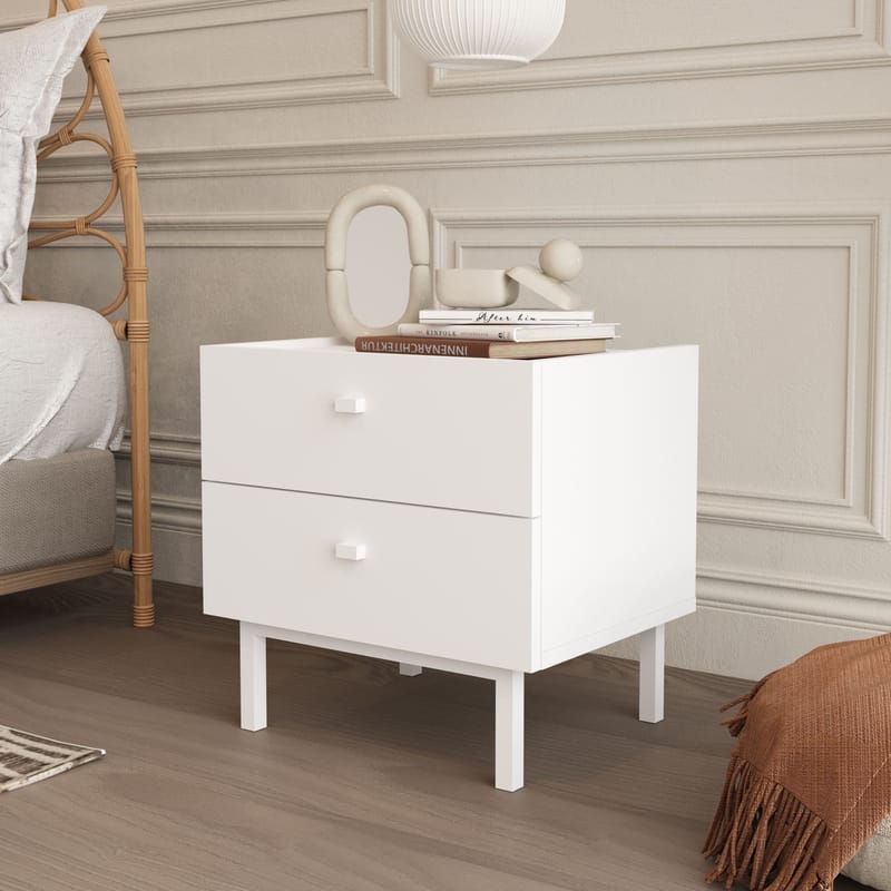 Kamulu Sängbord 47,9x47x36,8 cm - Vit - Products - Möbler - Bord & matgrupp - Avlastningsbord & sidobord - Sängbord & nattduksbord