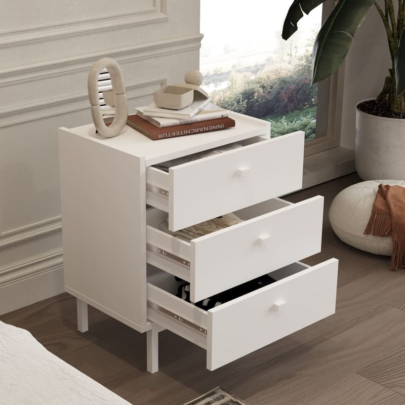 Kamulu Sängbord 47,9x63,5x36,8 cm - Vit - Products - Möbler - Bord & matgrupp - Avlastningsbord & sidobord - Sängbord & nattduksbord
