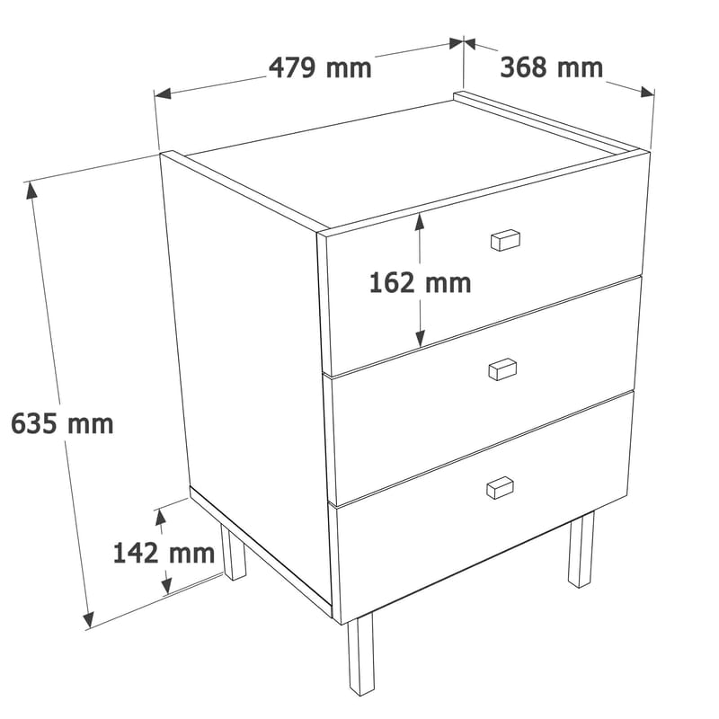 Kamulu Sängbord 47,9x63,5x36,8 cm - Vit - Products - Möbler - Bord & matgrupp - Avlastningsbord & sidobord - Sängbord & nattduksbord