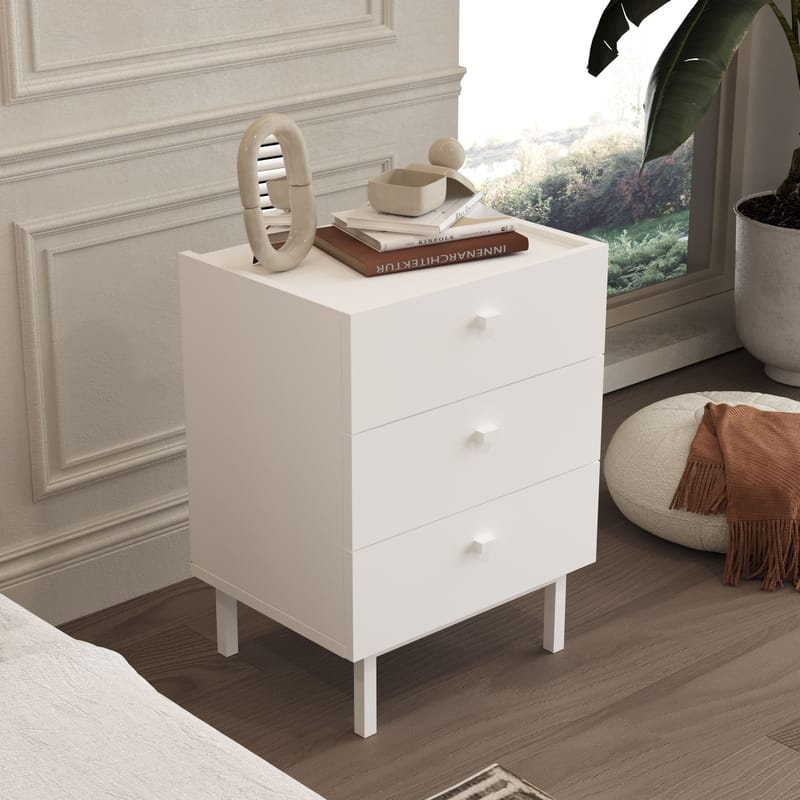 Kamulu Sängbord 47,9x63,5x36,8 cm - Vit - Products - Möbler - Bord & matgrupp - Avlastningsbord & sidobord - Sängbord & nattduksbord