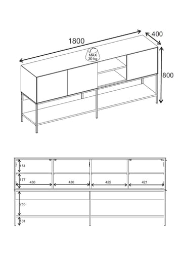 Kenvor Konsol 180x80x40 cm - Antracit, Wood Black, Svart - Products - Möbler - Bord & matgrupp - Avlastningsbord & sidobord - Konsolbord & hallbord