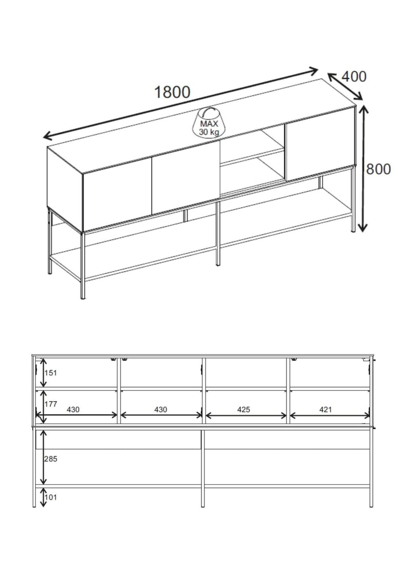 Kenvor Konsol 180x80x40 cm - Antracit, Wood Black, Svart - Products - Möbler - Bord & matgrupp - Avlastningsbord & sidobord - Konsolbord & hallbord