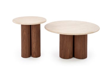 Lampbord Ø50 cm Mocca / Travertin - Mocca / Travertin - Products - Möbler - Bord & matgrupp - Avlastningsbord & sidobord - Piedestal & blompiedestal