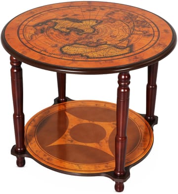 Lampbord i valnöt med världskarta Ø60 cm - Valnöt - Products - Möbler - Bord & matgrupp - Avlastningsbord & sidobord - Brickbord & småbord