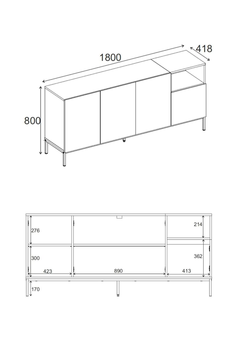 Morlen Konsol 180x80x41,8 cm - Sandstone, Natural Oak, Black - Products - Möbler - Bord & matgrupp - Avlastningsbord & sidobord - Konsolbord & hallbord
