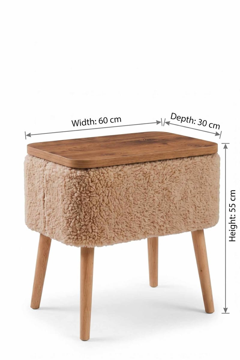 Queno Sängbord 60x55x30 cm - Beige och natur - Products - Möbler - Bord & matgrupp - Avlastningsbord & sidobord - Sängbord & nattduksbord