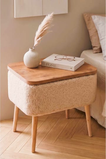 Queno Sängbord 60x55x30 cm - Beige och natur - Products - Möbler - Bord & matgrupp - Avlastningsbord & sidobord - Sängbord & nattduksbord