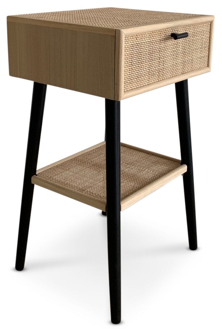 React sängbord - Rotting / Svart - Ljus ek/svart - Products - Möbler - Bord & matgrupp - Avlastningsbord & sidobord - Sängbord & nattduksbord