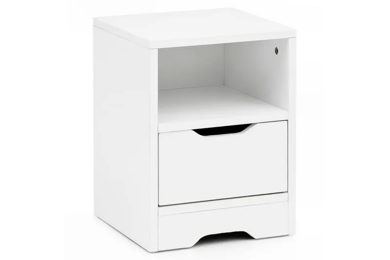 Sängbord Wohnling Vit med 1 låda Enkel modern design och hylla - Products - Möbler - Bord & matgrupp - Avlastningsbord & sidobord - Sängbord & nattduksbord
