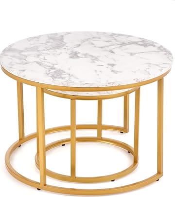 Satsbord Ø38/60 cm - Vit marmoreffekt / guld - Vit marmor/guld - Products - Möbler - Bord & matgrupp - Avlastningsbord & sidobord - Satsbord