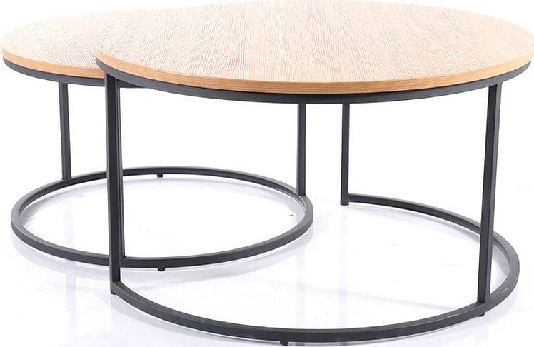 Satsbord ek/svart Ø80/60 cm - Atlanta, Ek/svart