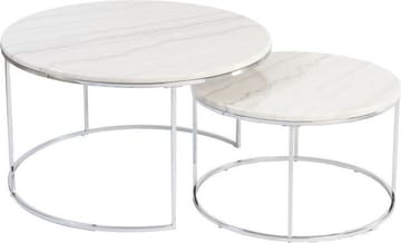Satsbord Lormont Ljus Marmor/Krom Ø80/60 cm - Vit - Products - Möbler - Bord & matgrupp - Avlastningsbord & sidobord - Satsbord