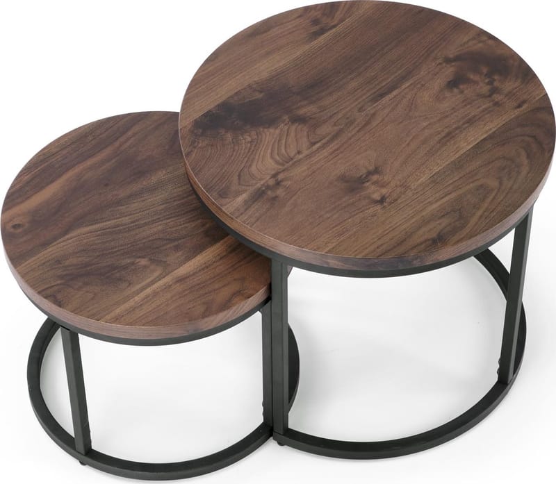 Satsbord valnöt/svart Ø43/53 cm - Tore - Valnöt/svart - Products - Möbler - Bord & matgrupp - Avlastningsbord & sidobord - Satsbord