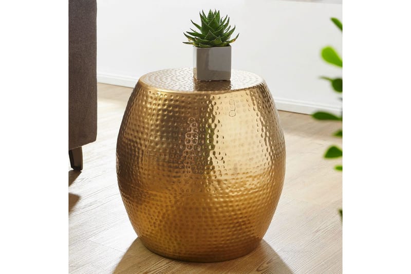Sido bord Wohnling rund 30 cm, 42 cm höjd, aluminium med hamrat utseende, orientalisk stil Guld - Guld - Products - Möbler - Bord & matgrupp - Avlastningsbord & sidobord - Brickbord & småbord