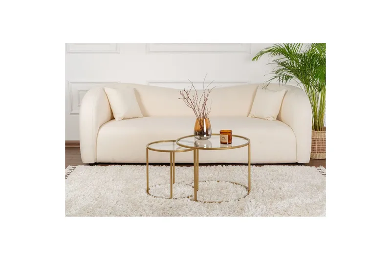 Soffbordset 2 delar Rikiya Små Guldtransparent - Guldtransparent - Products - Möbler - Bord & matgrupp - Avlastningsbord & sidobord - Satsbord