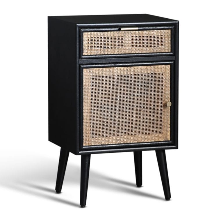 Stockholm svart sängbord med rotting - Svart/rotting - Products - Möbler - Bord & matgrupp - Avlastningsbord & sidobord - Sängbord & nattduksbord