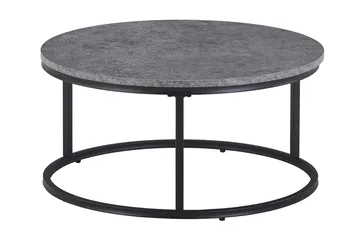 Thyra Runt Satsbord - 2 soffbord 90 och 75 cm med Stenutseende och Metallben - Grå & Svart - Products - Möbler - Bord & matgrupp - Avlastningsbord & sidobord - Satsbord