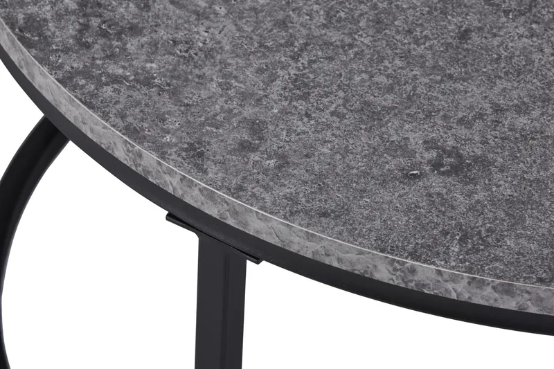 Thyra Runt Satsbord - 2 soffbord 90 och 75 cm med Stenutseende och Metallben - Grå & Svart - Products - Möbler - Bord & matgrupp - Avlastningsbord & sidobord - Satsbord