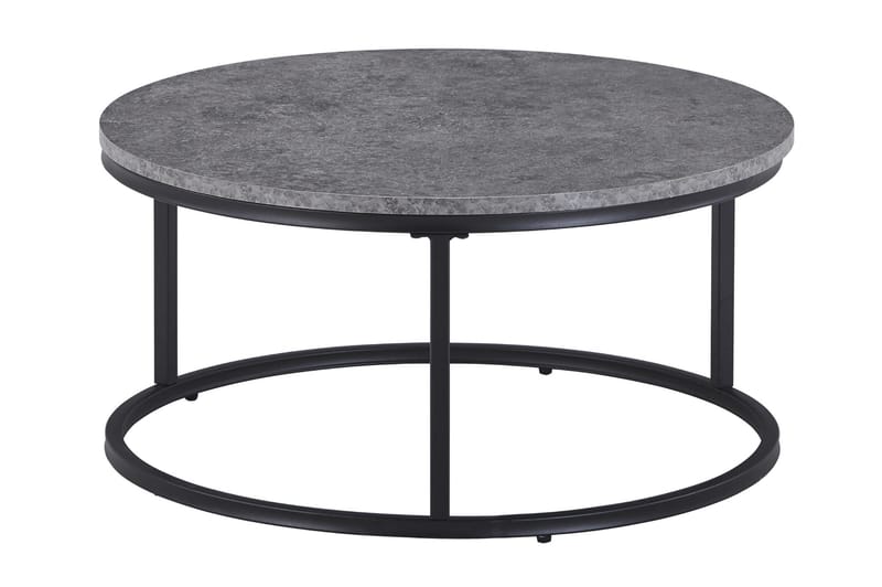 Thyra Runt Satsbord - 2 soffbord 90 och 75 cm med Stenutseende och Metallben - Grå|Svart - Products - Möbler - Bord & matgrupp - Avlastningsbord & sidobord - Satsbord