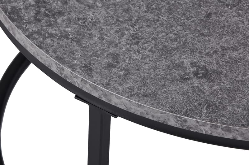 Thyra Runt Satsbord - 2 soffbord 90 och 75 cm med Stenutseende och Metallben - Grå|Svart - Products - Möbler - Bord & matgrupp - Avlastningsbord & sidobord - Satsbord